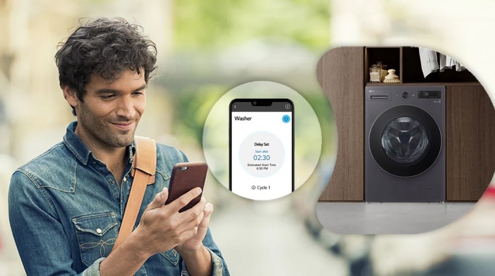 máy giặt LG Inverter 17 kg F2517SNTG kết nối wifi và điền khiển từ xa ứng dụng qua LG ThinQ